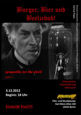 Plakat zur Verantstaltung - Burger, Bier und Beelzebub
