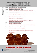 Plakat zum Interdisziplinären Kolloquium - Konflikt-Krise-Kritik